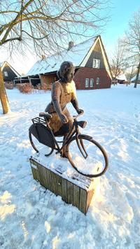 The Cyclist (Fietsster), Cast Bronze Sculpture on a Plinth - view 1
