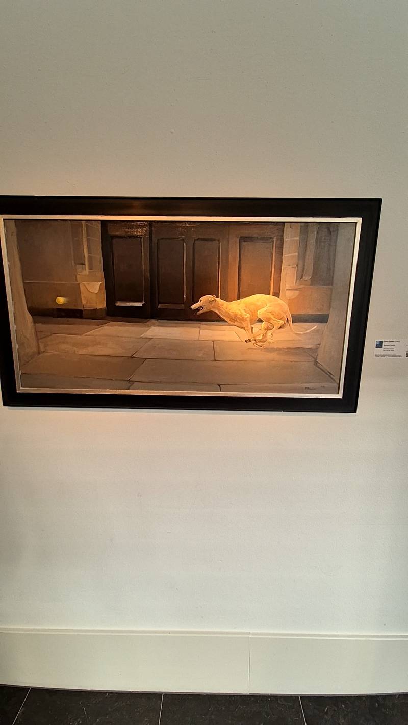 Contemporary Oil Painting of a Running Whippet or Greyhound - paintings collectible