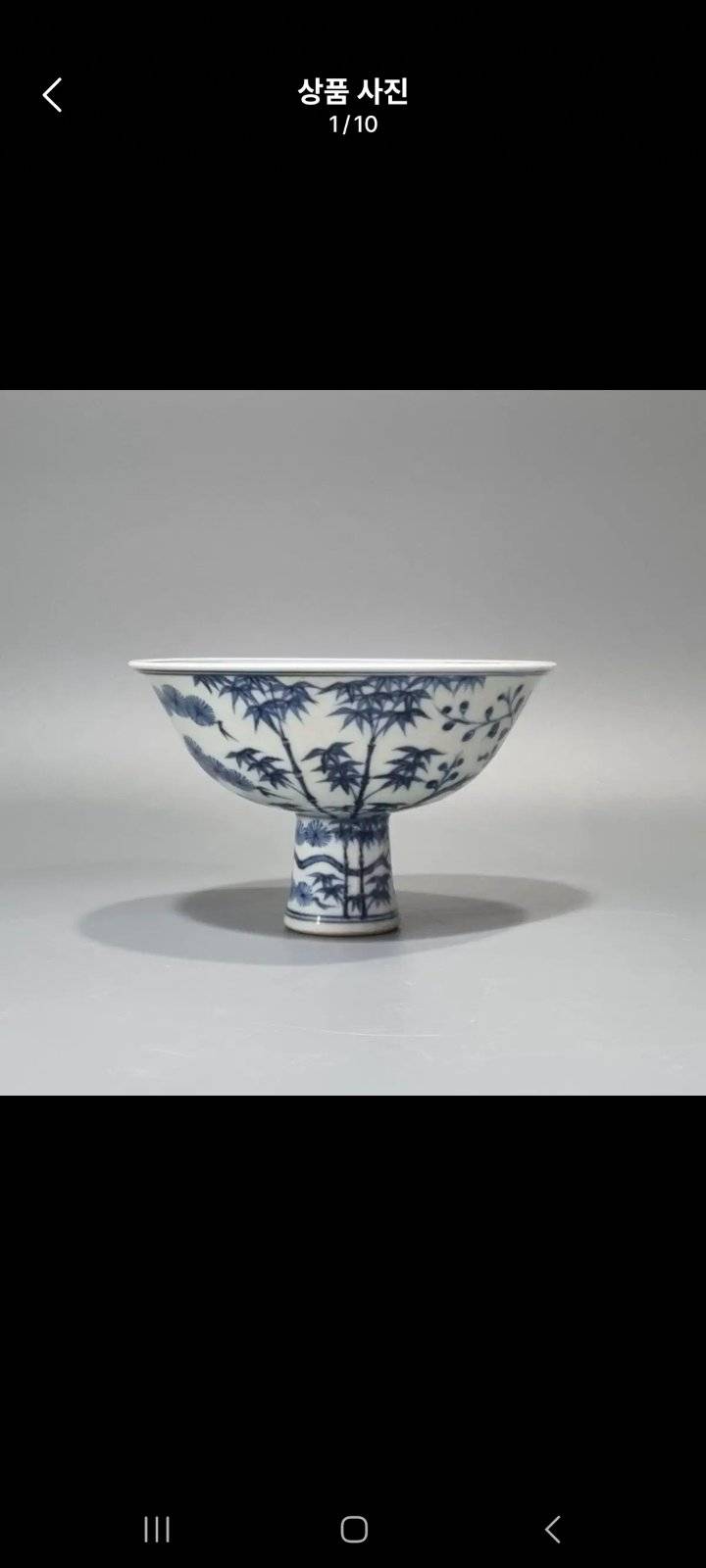 Chinese Blue and White 'Three Friends of Winter' Stem Cup, Ming Style - ceramics collectible