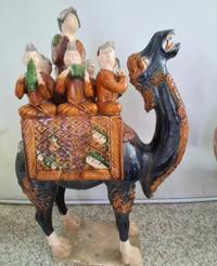 Sancai-Style Ceramic Camel Figures with Musicians - view 3