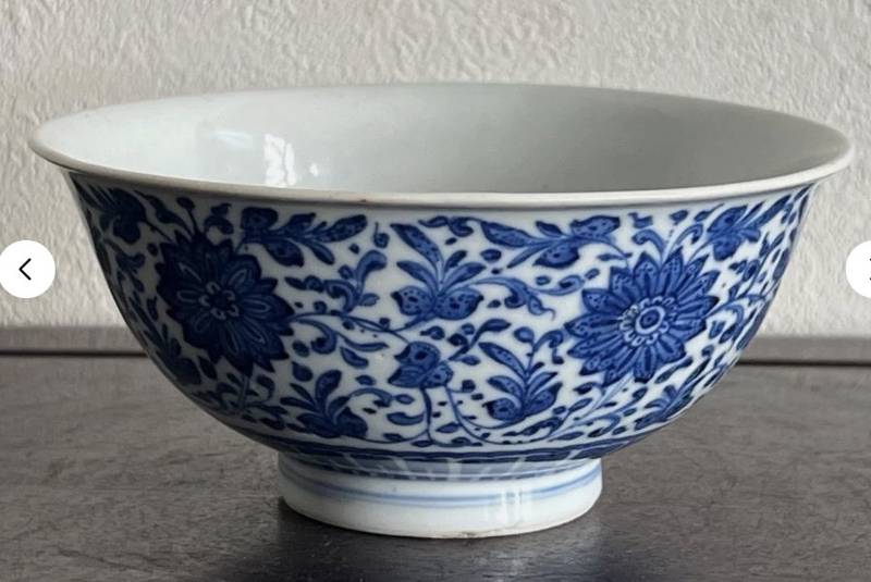 Chinese Blue and White Porcelain Lotus Bowl - ceramics collectible