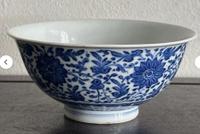 Chinese Blue and White Porcelain Lotus Bowl - view 1