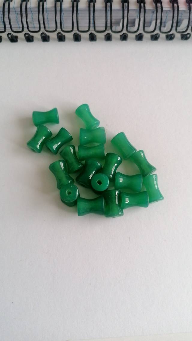 Green Agate Bi-Cone Beads - gemstones collectible