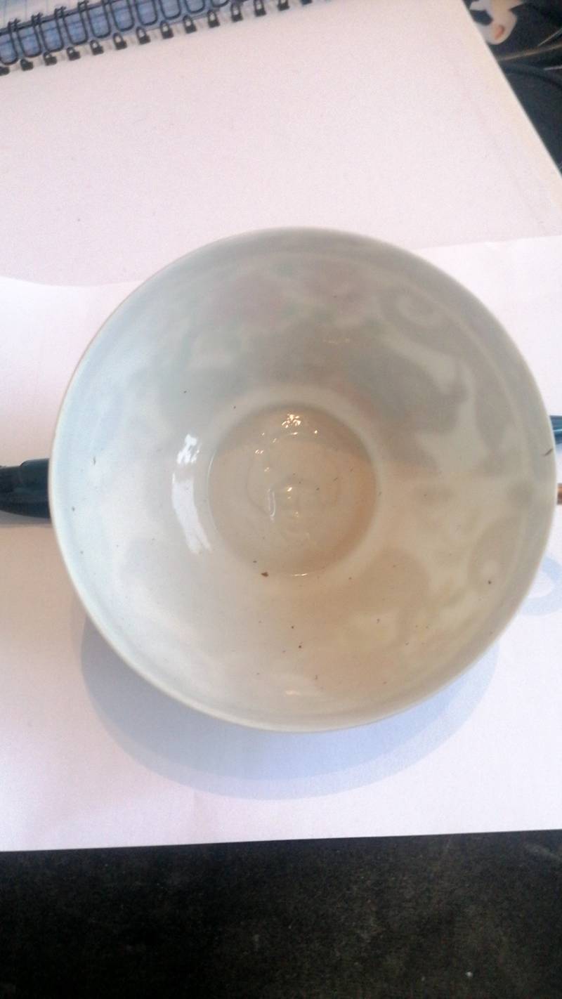 Porcelain Teacup with Floral Decoration and Gilt Handle - ceramics collectible
