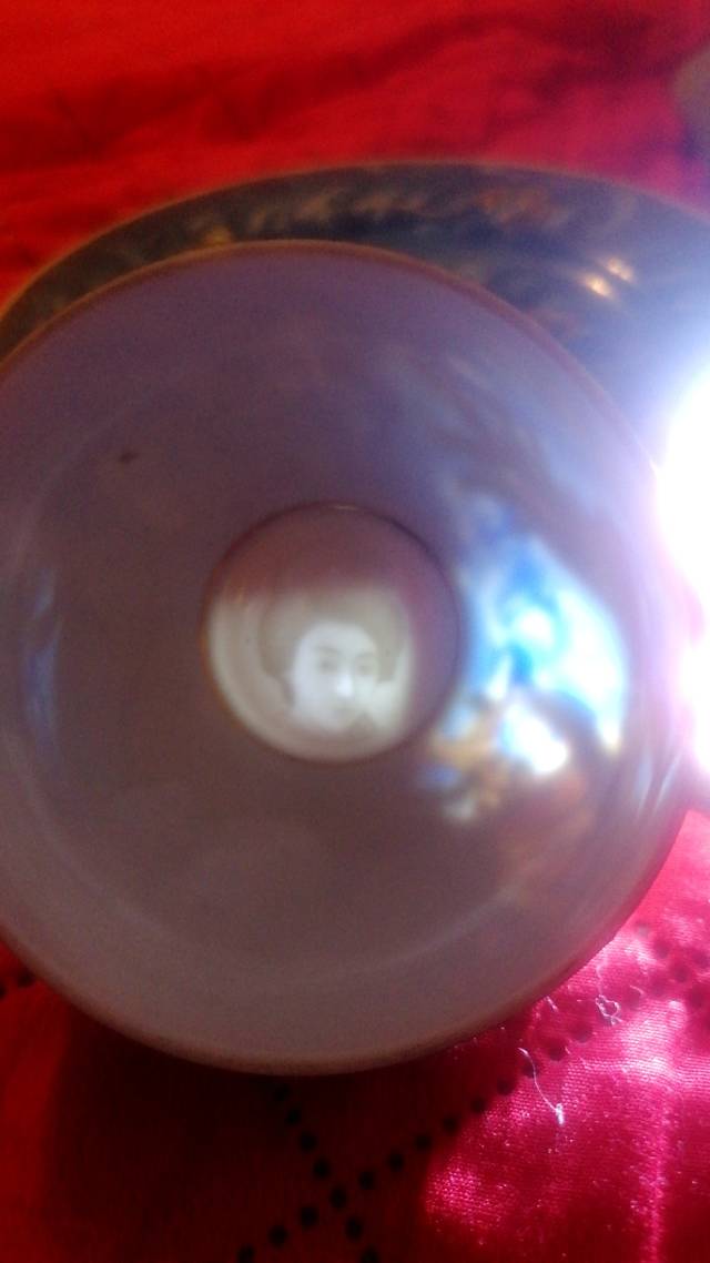 Japanese Moriage Dragonware Geisha Lithophane Teacup and Saucer - ceramics collectible