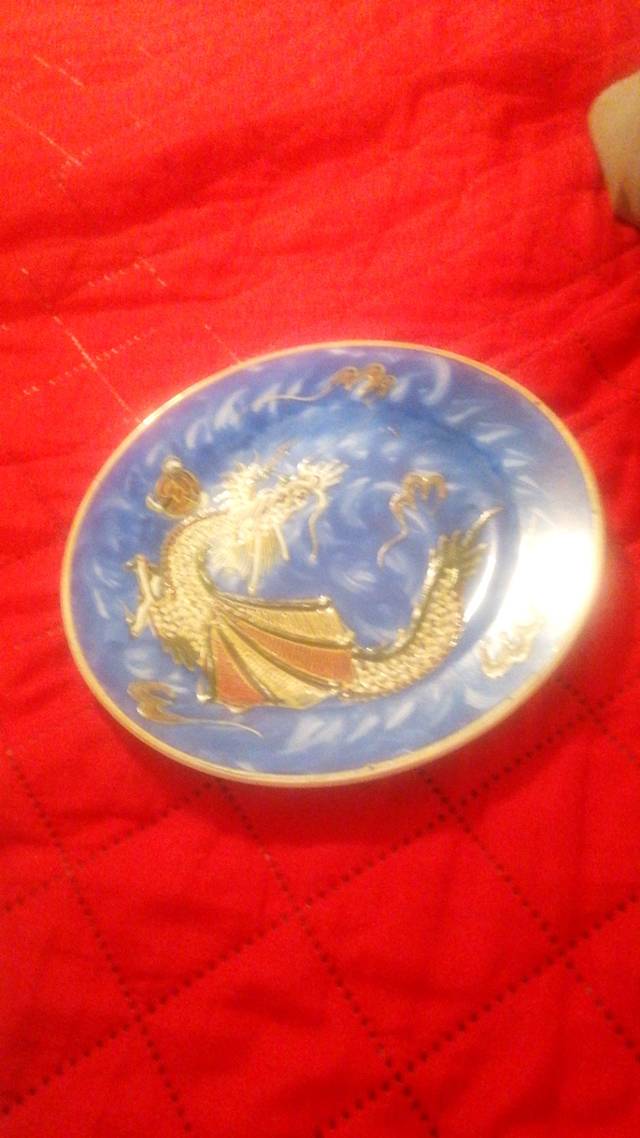Asian-Style Decorative Porcelain Plate with Dragon Motif - ceramics collectible