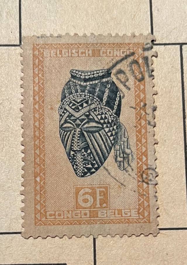 Belgian Congo, Queen Elisabeth Mask Issue (1928-1930) - 6 Francs - stamps collectible