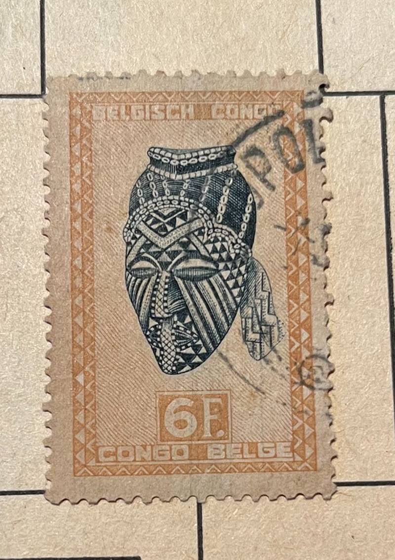 Belgian Congo, Queen Elisabeth Mask Issue (1928-1930) - 6 Francs - stamps collectible