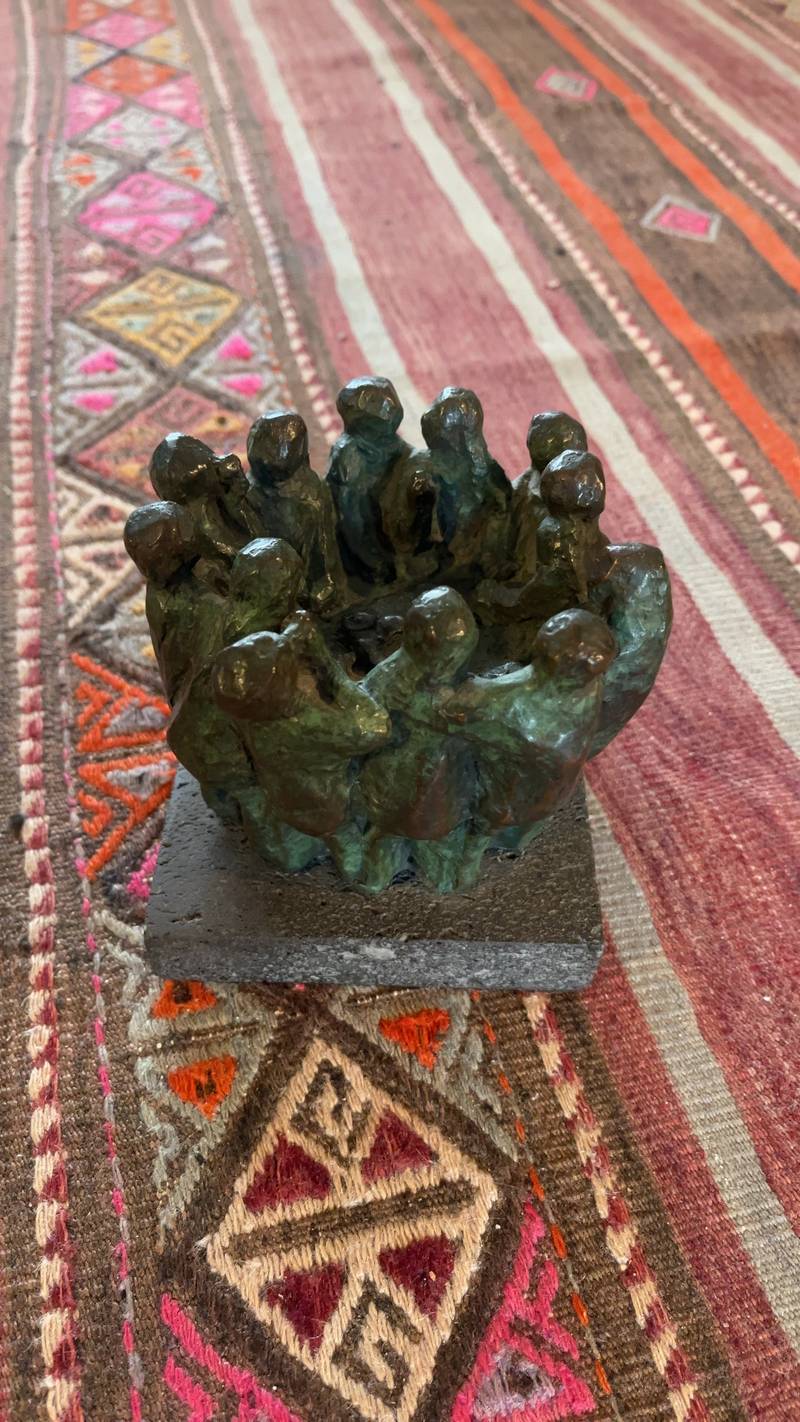 Mid-Century Modern Bronzed Figural Group Sculpture - art collectible