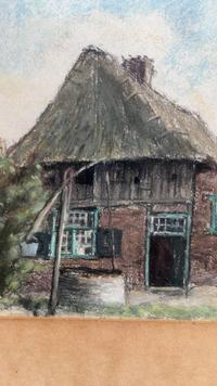 Pastel Drawing of a Dutch Thatched Farmhouse, Manner of the Hague School - view 3