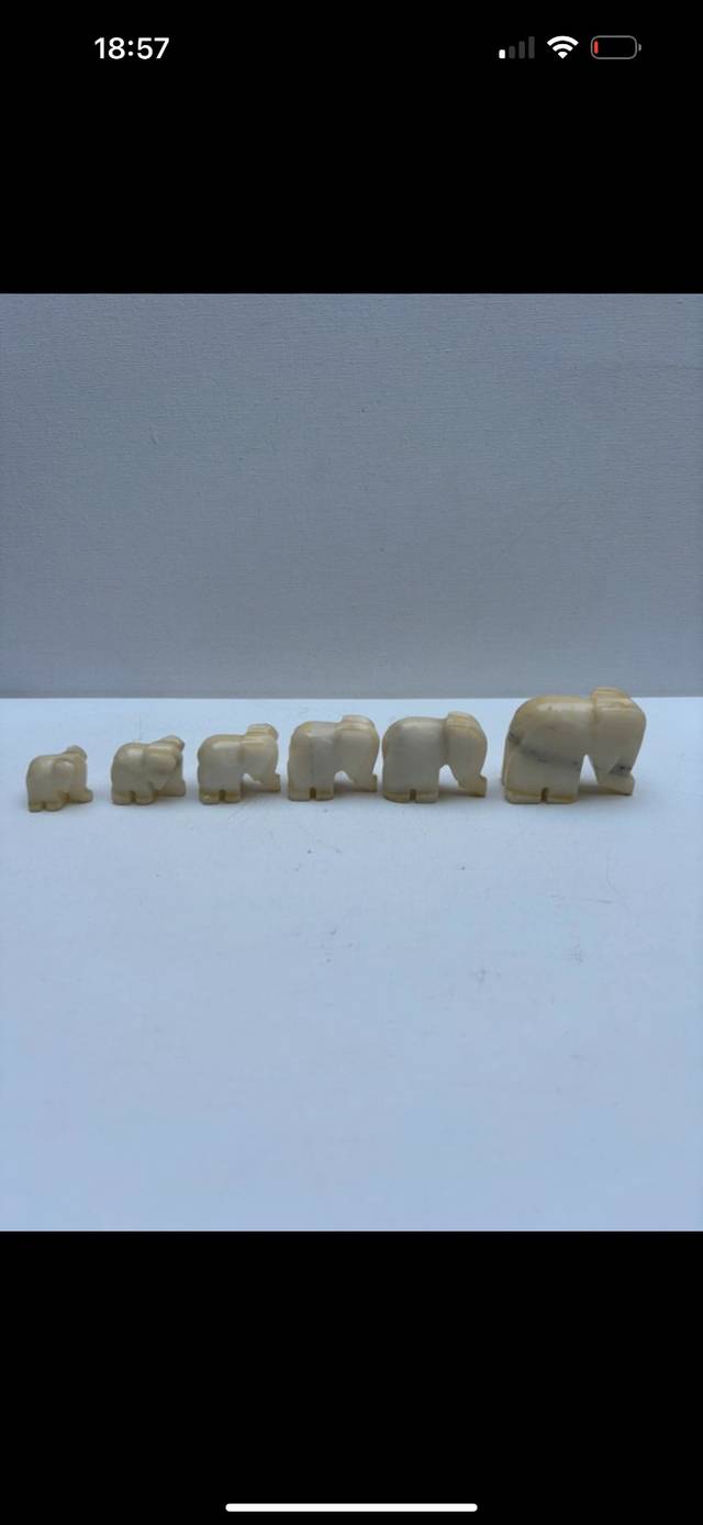 Hand-Carved Soapstone Elephant Procession Set - decorative collectible