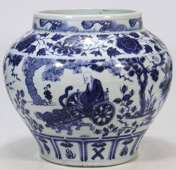 Chinese Blue and White 'Guiguzi' Style Porcelain Guan Jar - ceramics collectible