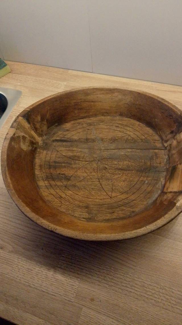 Primitive Wooden Dugout Dough Bowl - decorative collectible