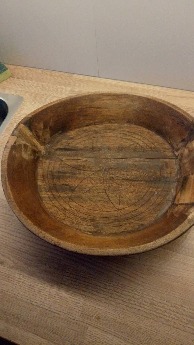 Primitive Wooden Dugout Dough Bowl - decorative collectible
