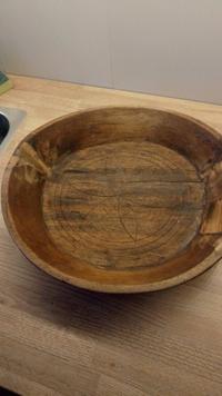 Primitive Wooden Dugout Dough Bowl - view 1