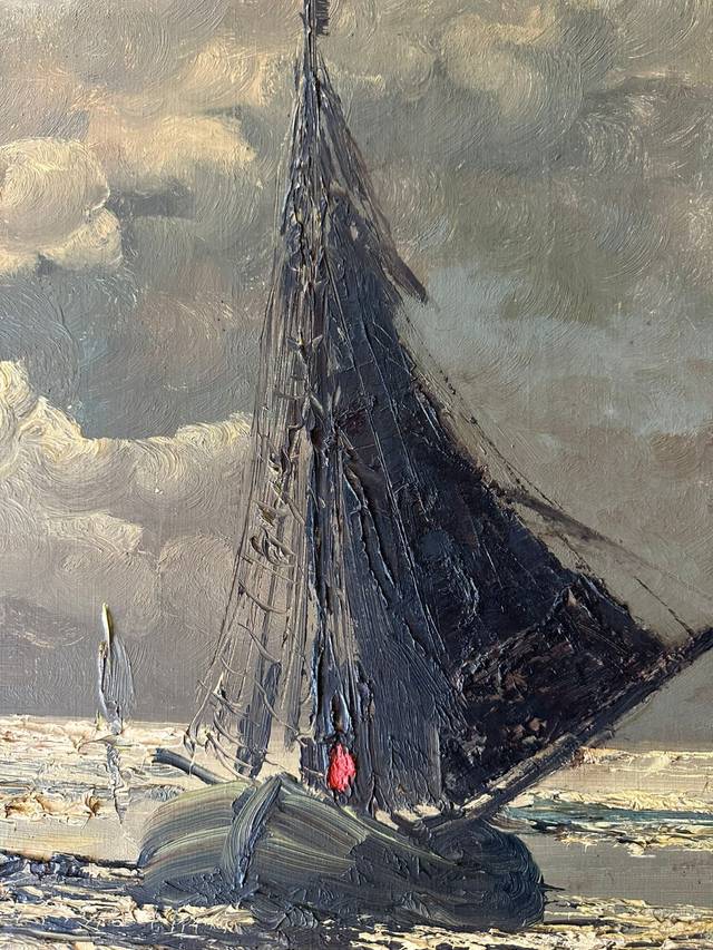 Impasto Seascape Painting of Sailing Vessels - paintings collectible