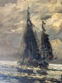 Impasto Seascape Painting of Sailing Vessels - view 2