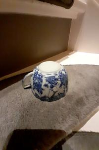 Blue and White Transferware Teacup - 'Bamboo' or Aesthetic Movement Motif, c.1880-1920 - view 3
