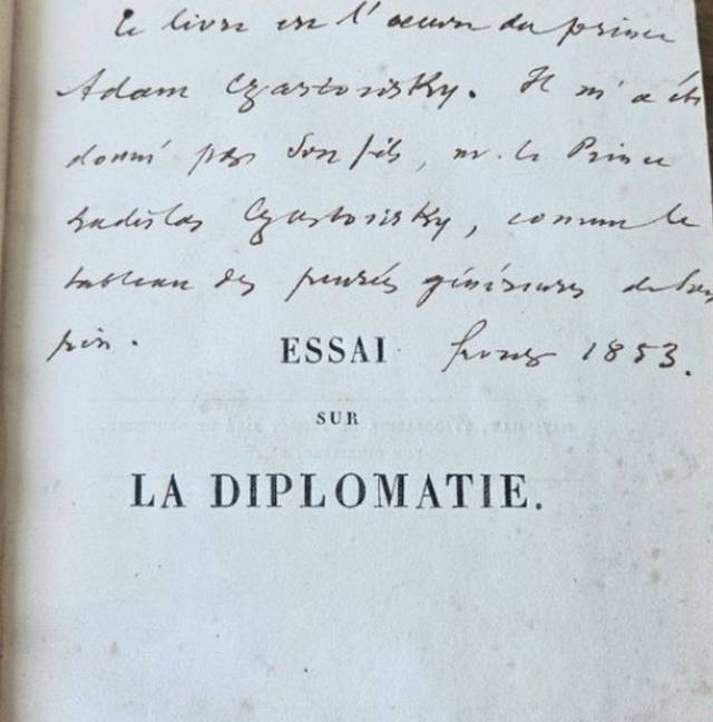 Adam Jerzy Czartoryski - Essai sur la diplomatie (1830, Toulouzan) Association Copy - books collectible