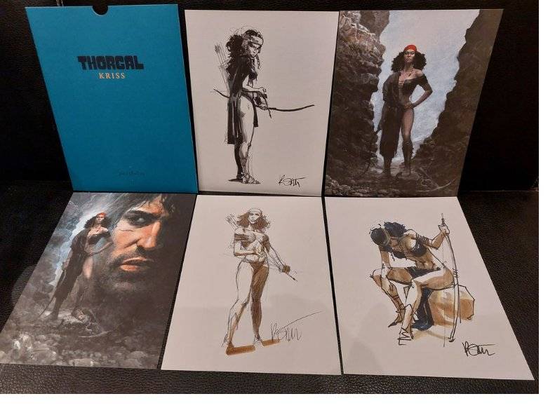 Thorgal Kriss portfolio folder with five character art plates and a 2001 Le Lombard commemorative comic print - view 1