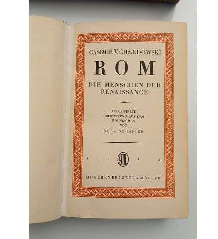 Two antique German volumes of Casimir von Chledowski's Rom published by Georg Muller in 1912 and 1914 with gilt-tooled spines. - view 1