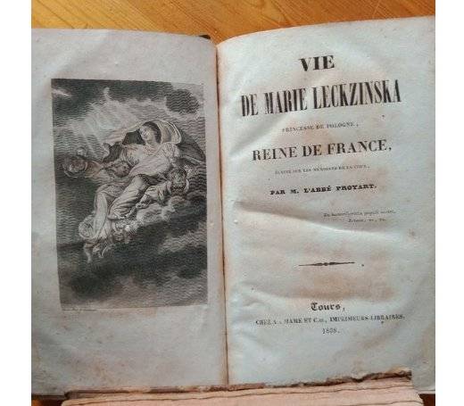 1838 French book titled Vie de Marie Leckzinska with green spine and gold gilt lettering - view 1