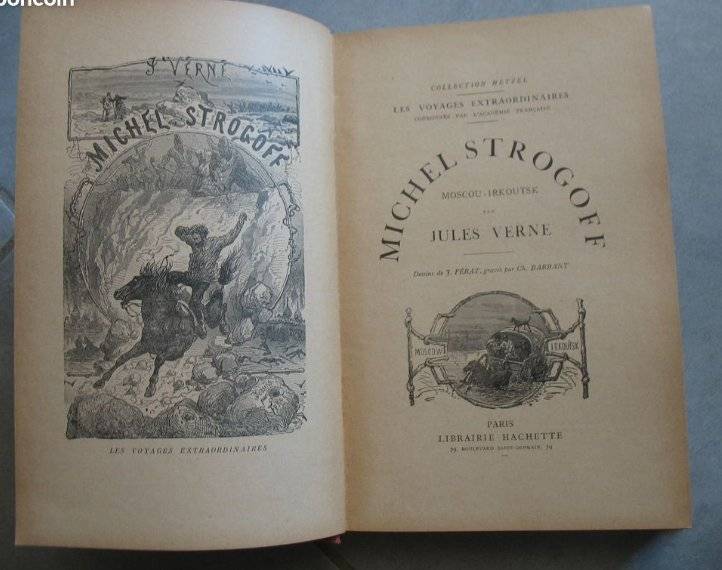 Jules Verne's Michel Strogoff, red and gold cloth Hachette-Hetzel edition with elephant and lighthouse motifs - view 1