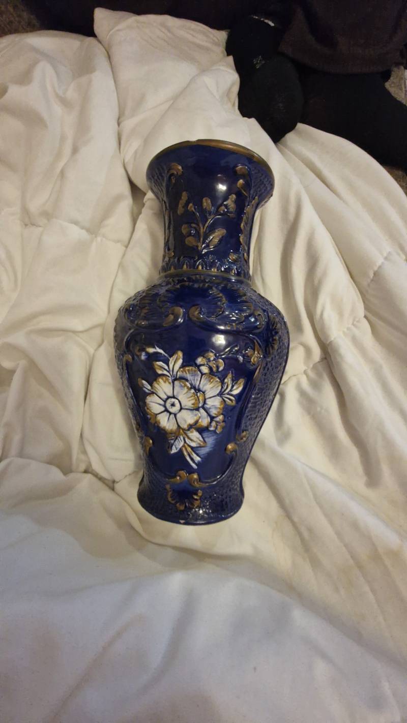 Capodimonte-style Relief Porcelain Vase - ceramics collectible