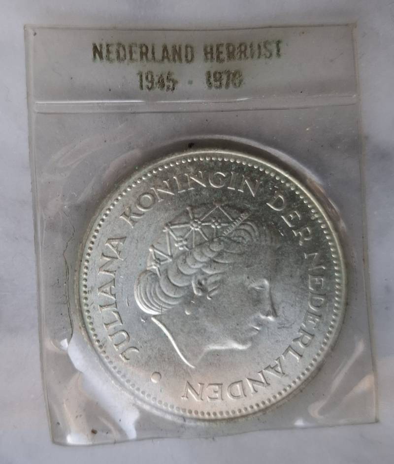 1970 Netherlands 10 Gulden Silver Coin 'Nederland Herrijst' 25th Anniversary of Liberation - coins collectible
