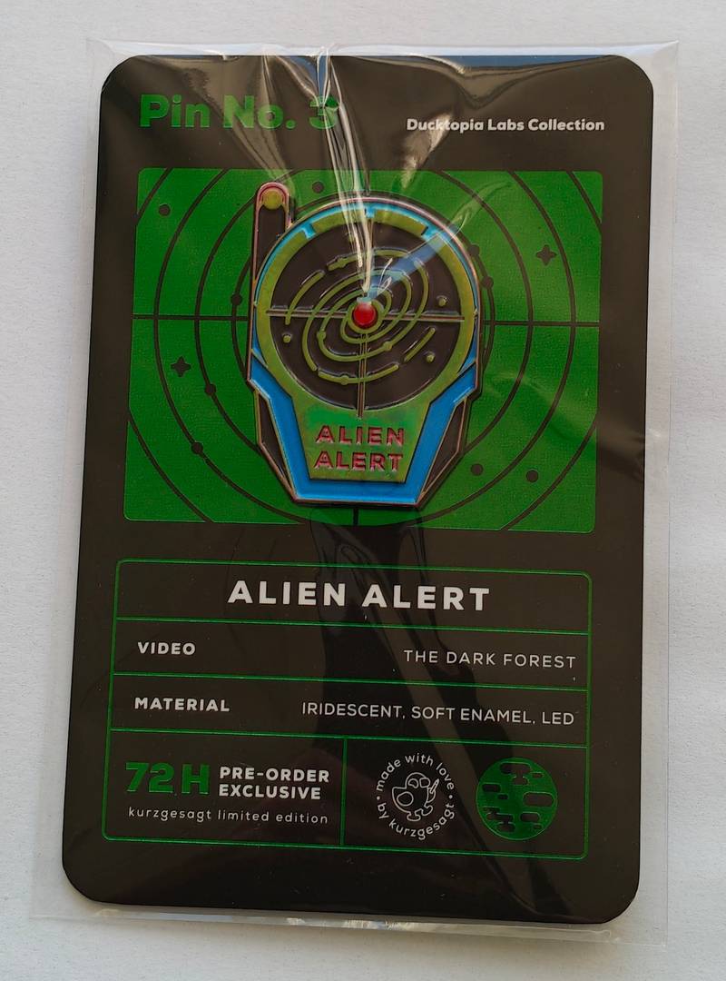 Kurzgesagt 'Alien Alert' LED Pin [Ducktopia Labs No. 3] - collectibles collectible