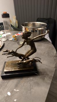 Art Deco Style Bronze Sculpture: Diana the Huntress with Hounds - view 1
