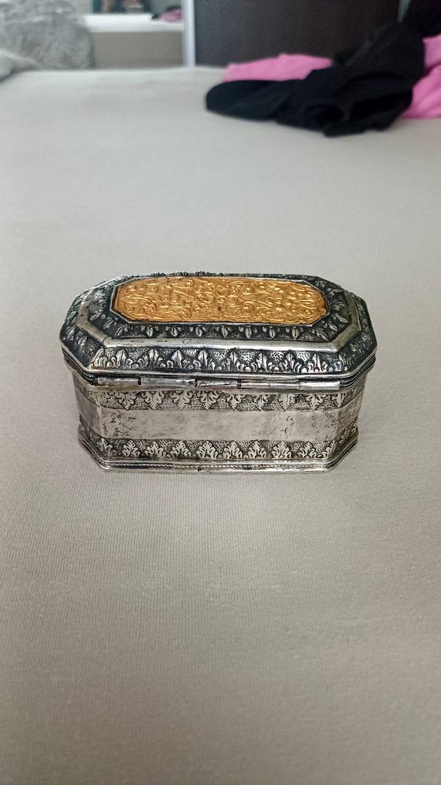 Ottoman Style Repoussé Silver Snuff or Pill Box - antiques collectible