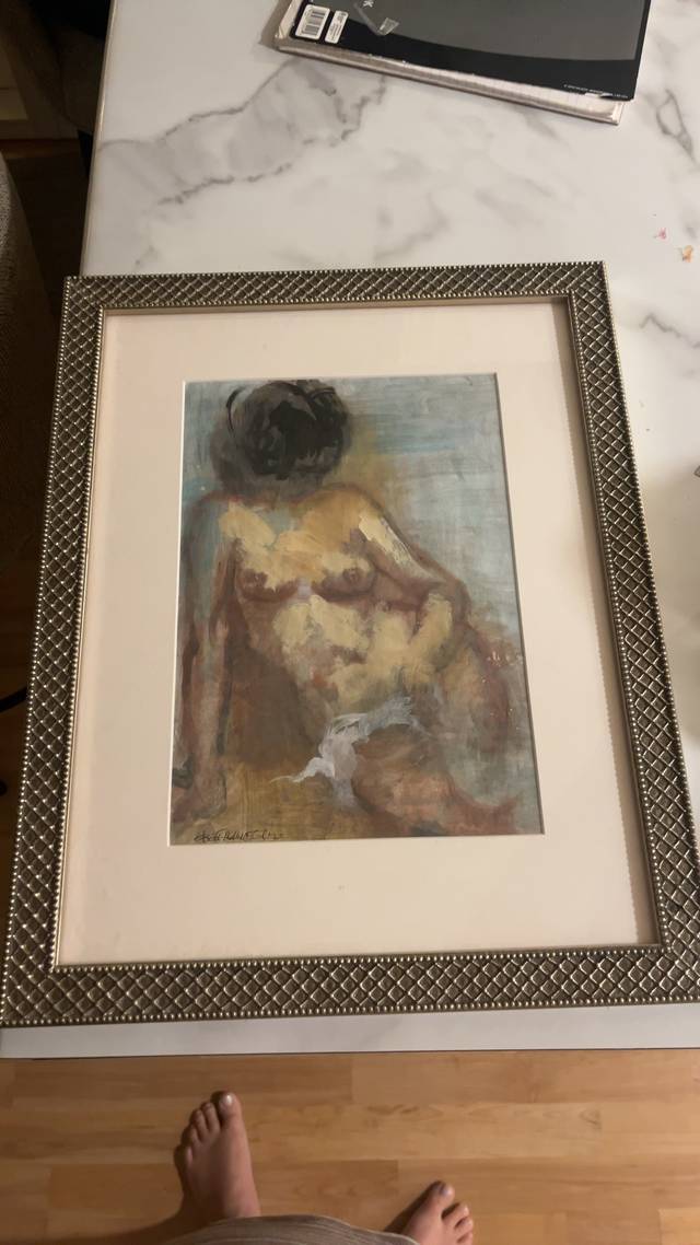 Mixed Media Expressionist Nude Figure Study - paintings collectible
