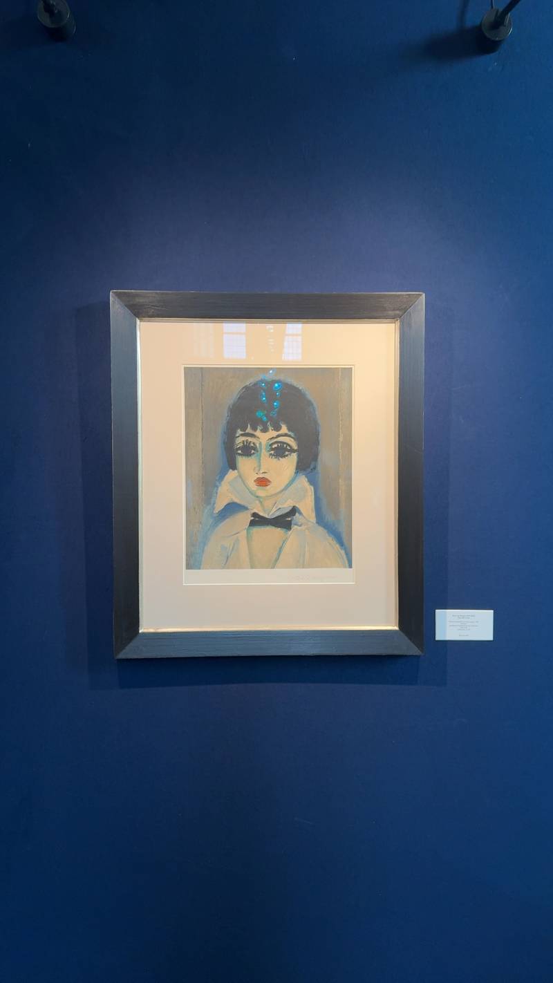 Framed 1959 color lithograph 'Marcelle Léoni' by Kees van Dongen depicting a woman with large dark eyes and a white collared blouse. - view 1
