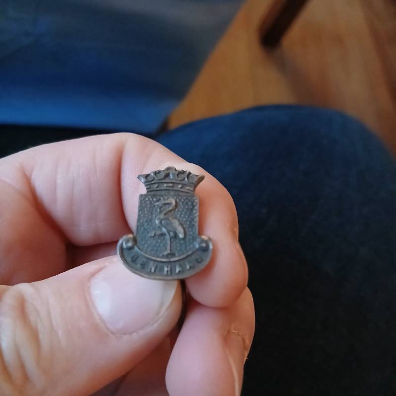 Vintage Pin Badge with Stork and Crown - Den Haag - collectibles collectible