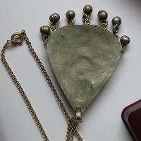 Tribal-Inspired Metal Pendant Necklace with Cabochon 'Stones' - view 2