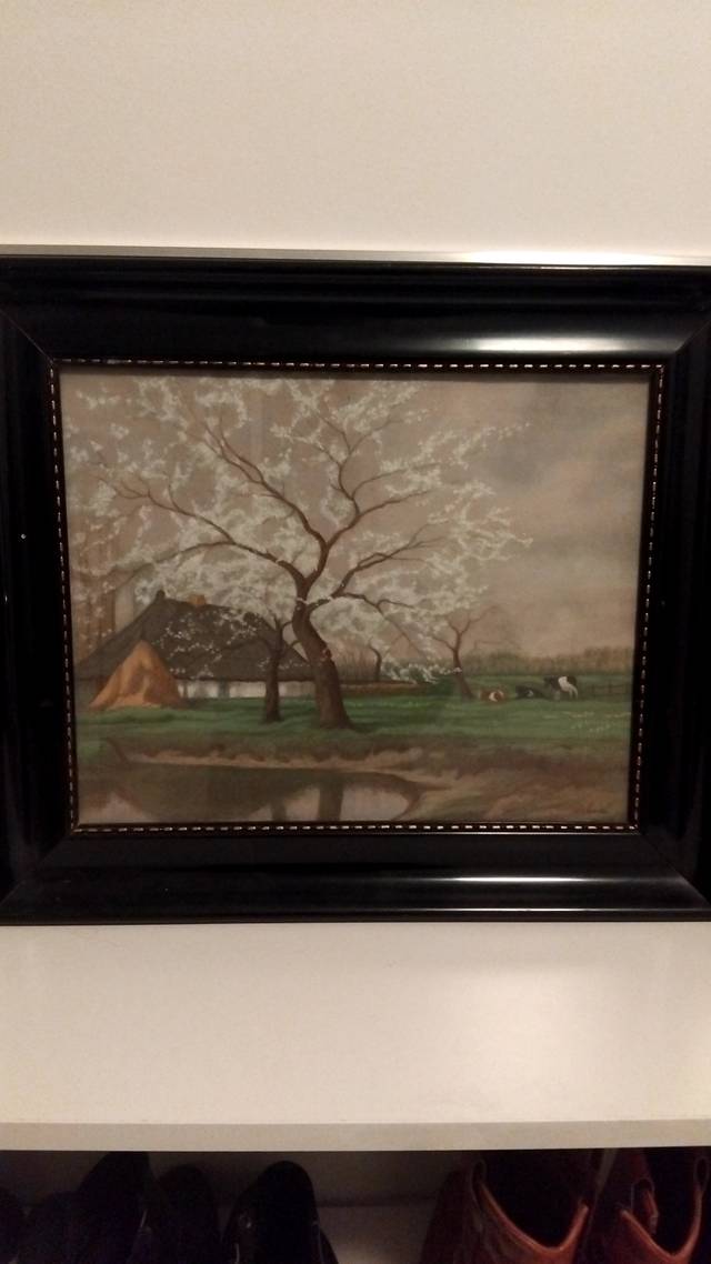 Pastoral Landscape with Farmstead and Flowering Tree, Pastel on Paper, c. 1920-1940 - paintings collectible