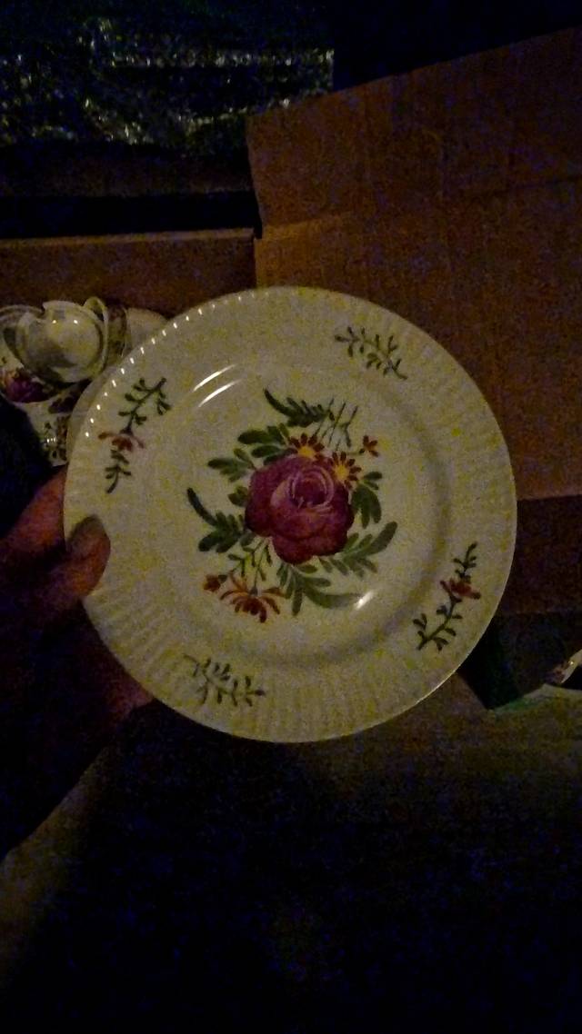 Porcelain Plate and Teapot with Floral Motif - ceramics collectible