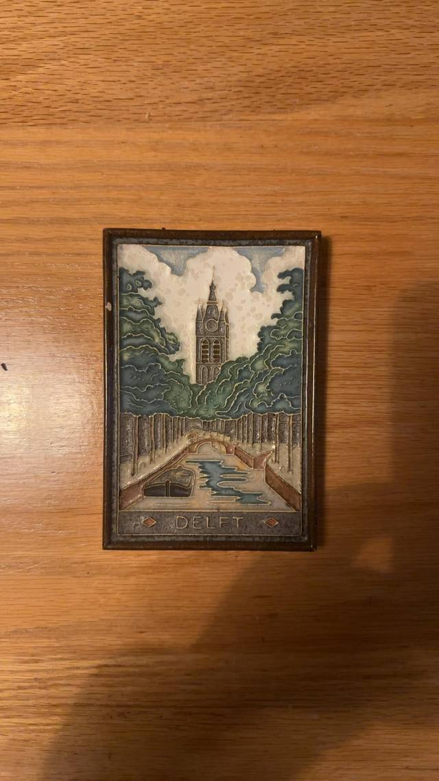 De Porceleyne Fles Cloisonné Tile of Oude Kerk, Delft - ceramics collectible