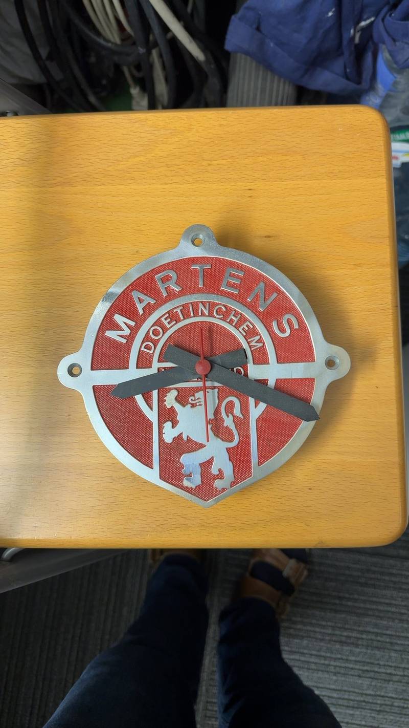 Martens Doetinchem Promotional Cast Aluminum Clock - mechanical collectible