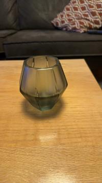 Faceted Smokey Gray Pressed Glass Tealight Holder - view 2