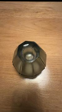 Faceted Smokey Gray Pressed Glass Tealight Holder - view 3
