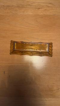 Amber Pressed Glass Tray - Starburst Pattern - view 3