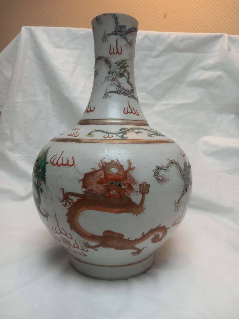 Chinese Famille Rose 'Dragon' Vase with Islamic Inscriptions, 20th Century - ceramics collectible
