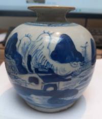 Chinese Blue & White 'Ginger Jar' Vase, Style of Kangxi Period - view 1