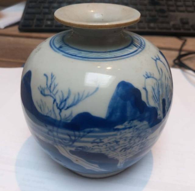 Chinese Blue and White Porcelain Ginger Jar, Qing Dynasty Style - ceramics collectible