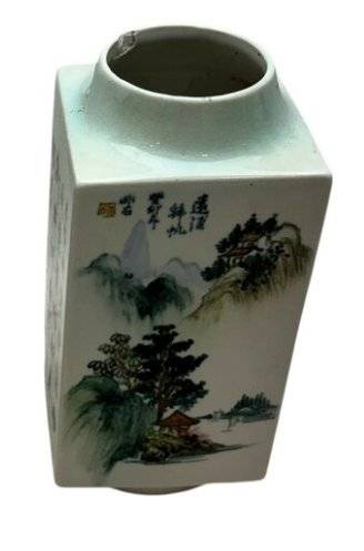 Chinese Republic Period Famille Rose Cong-form Vase - ceramics collectible