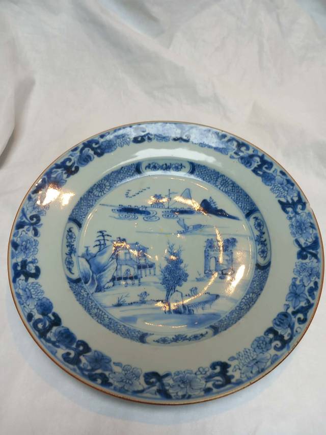 Chinese Export Porcelain Nanking Style Blue and White Plate - ceramics collectible