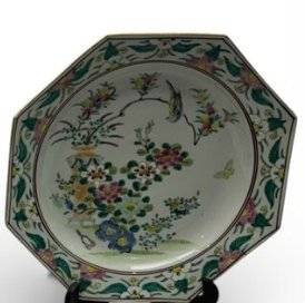 Samson of Paris Famille Verte Style Octagonal Porcelain Bowl - ceramics collectible