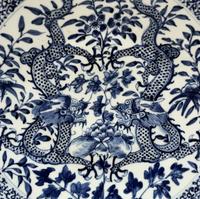 Chinese Blue and White Porcelain 'Dragon and Phoenix' Charger - view 2